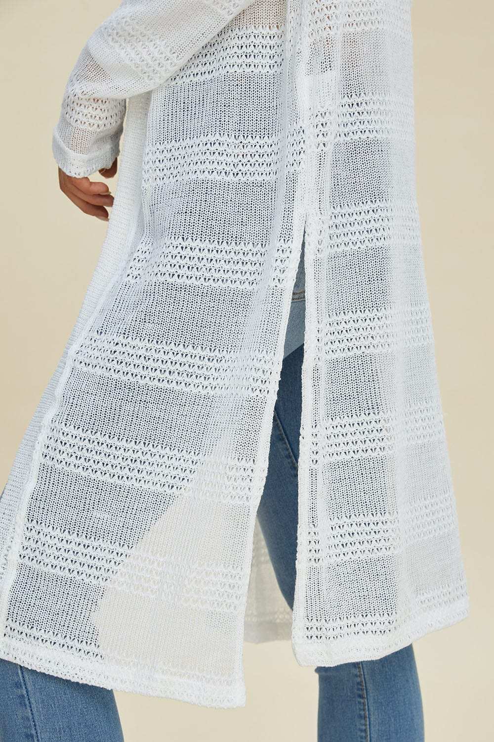 Double Take Full Size Open Front Longline Cardigan - Trendsi - Flyclothing LLC