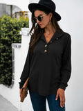 Half Button Long Sleeve T-Shirt - Trendsi - Flyclothing LLC