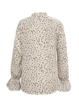 Ruffled Printed Tie Neck Long Sleeve Blouse - Trendsi - Flyclothing LLC