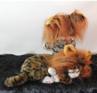 Funny Pet Hat For Small Dogs Cats Hat Emulation Lion Hair Mane Ears Head Cap Scarf Pet Halloween Festival Costume - My Store - Flyclothing LLC