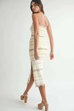 MABLE Contrast Striped Crochet Knit Midi Dress - Trendsi - Flyclothing LLC