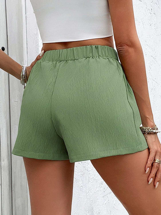 Tied Elastic Waist Shorts with Pockets - Trendsi - Flyclothing LLC