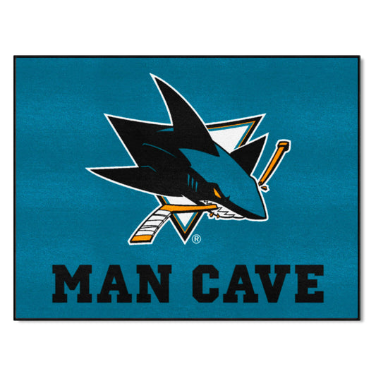 San Jose Sharks Man Cave All-Star Rug - 34 in. x 42.5 in. - San Jose Sharks