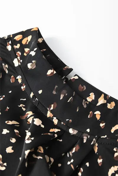 Printed Mock Neck Balloon Sleeve Blouse - Trendsi - Flyclothing LLC