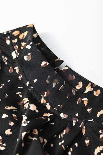 Printed Mock Neck Balloon Sleeve Blouse - Trendsi - Flyclothing LLC