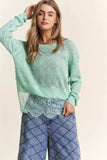 J.NNA Lace Detail Long Sleeve Knit Top - Trendsi - Flyclothing LLC