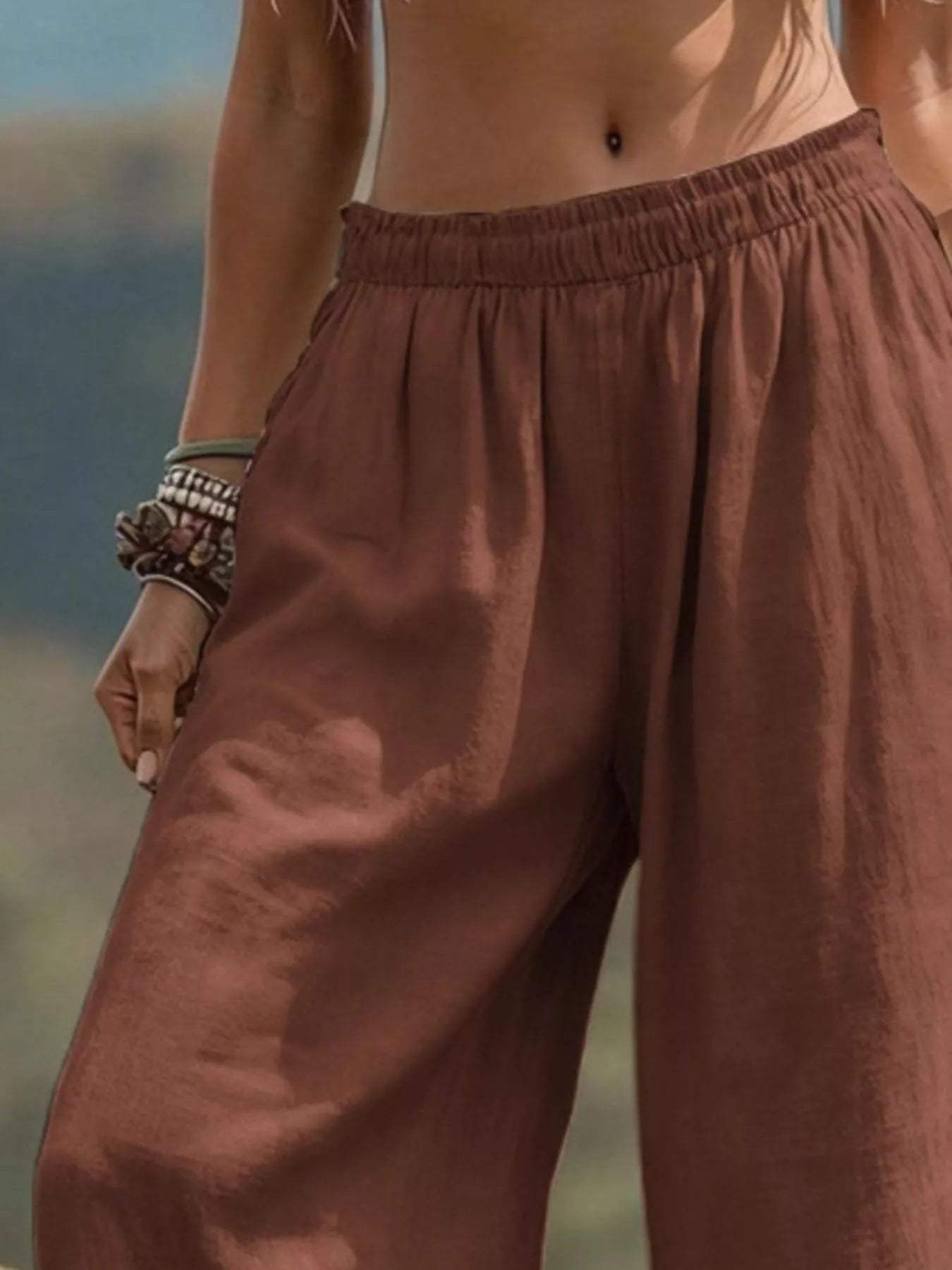Full Size Bohemian Wide-Leg Pants Plus Size - Trendsi - Flyclothing LLC