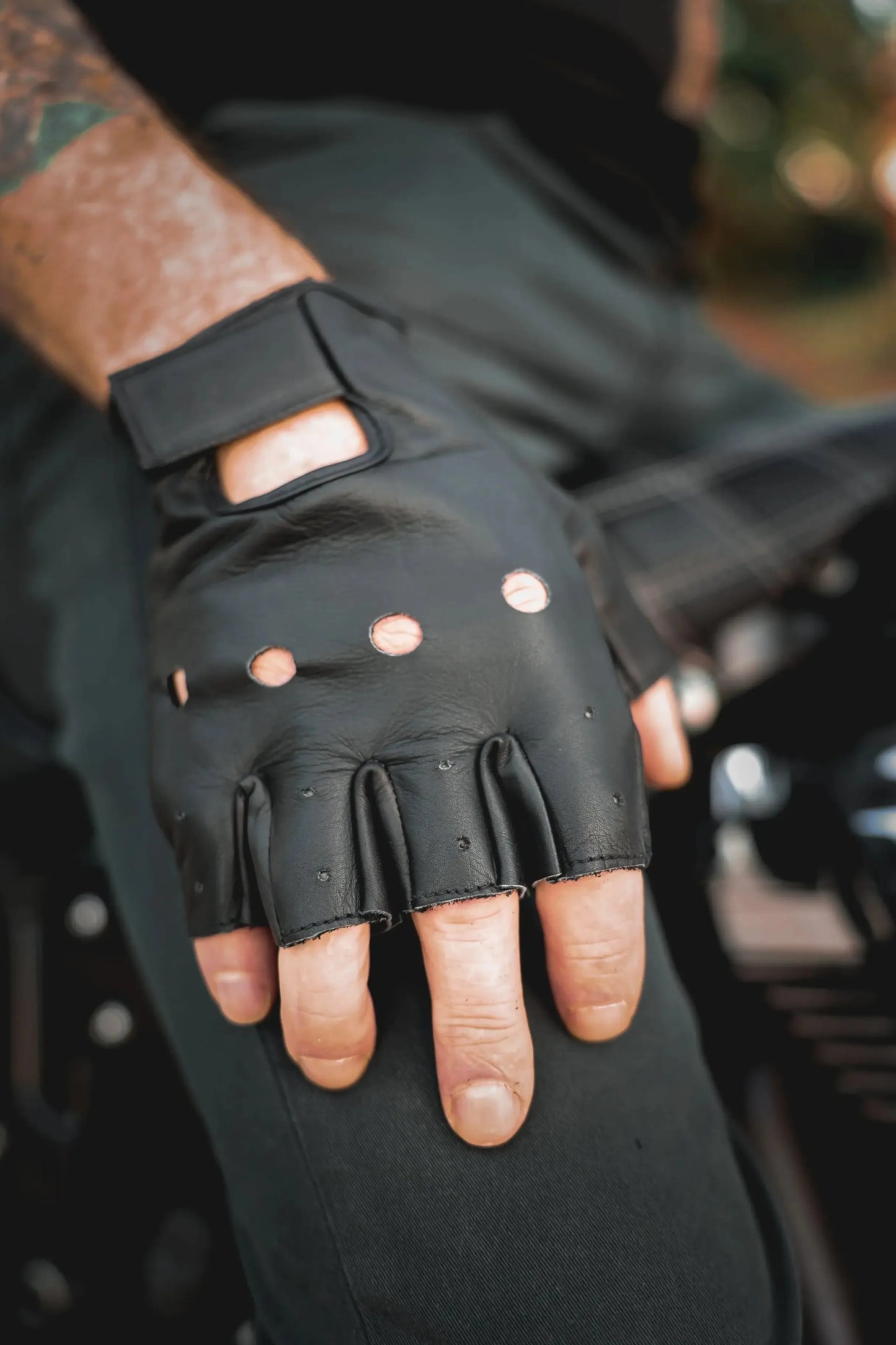 Men’s Half Finger Motorcycle Gloves with Strap - Unik Just for Bikers - Flyclothing LLC