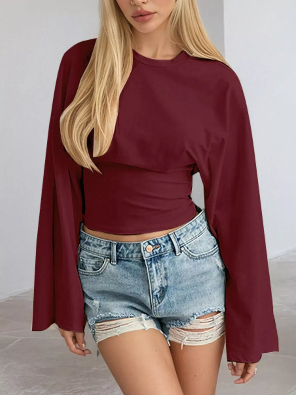 Full Size Long Sleeve Fitted T-Shirt Plus Size - Trendsi - Flyclothing LLC