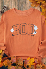 BOO Round Neck Long Sleeve Sweatshirt - Trendsi - Flyclothing LLC