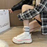 Round Toe Platform Canvas Sneakers - Trendsi