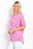 Be Stage Full Size V-Neck Short Sleeve Ribbed Top - Trendsi - Flyclothing LLC