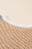 Color Block Round Neck Drop Shoulder Sweater - Trendsi - Flyclothing LLC