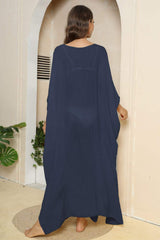 V-Neck Three-Quarter Sleeve Cover-Up - Trendsi - Flyclothing LLC