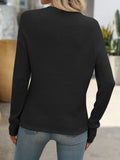 Round Neck Dropped Shoulder Knit Top - Trendsi - Flyclothing LLC