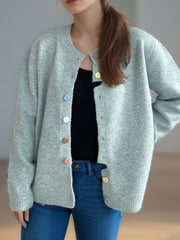 Button Down Long Sleeve Cardigan - Trendsi