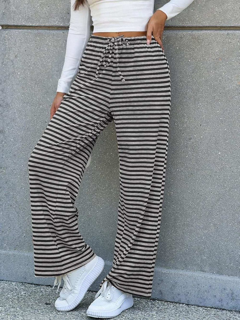Lovelet Striped Wide Leg Pants - Trendsi - Flyclothing LLC