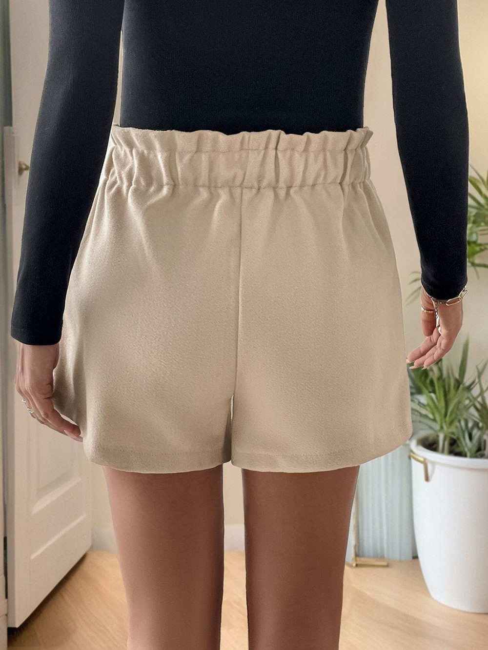 Perfee Frill Drawstring Shorts with Pockets - Trendsi - Flyclothing LLC