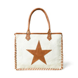 Star Upcycled Canvas Shoulder Tote - Classy Leather Bags - Flyclothing LLC