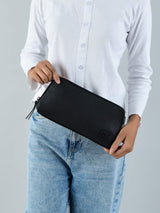Classic Black Leather Clutch - Classy Leather Bags - Flyclothing LLC