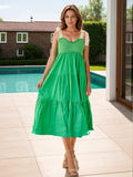 Tiered Tie Shoulder Midi Cami Dress - Trendsi - Flyclothing LLC
