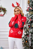 Christmas Tree Round Neck Long Sleeve Sweater - Trendsi
