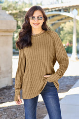 Basic Bae Full Size Ribbed Round Neck Long Sleeve Knit Top - ShopBasicbae - Flyclothing LLC