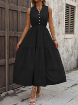 Notched Sleeveless Maxi Tank Dress - Trendsi - Flyclothing LLC