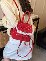 Polka Dot Lace Trim Backpack Bag - Trendsi - Flyclothing LLC