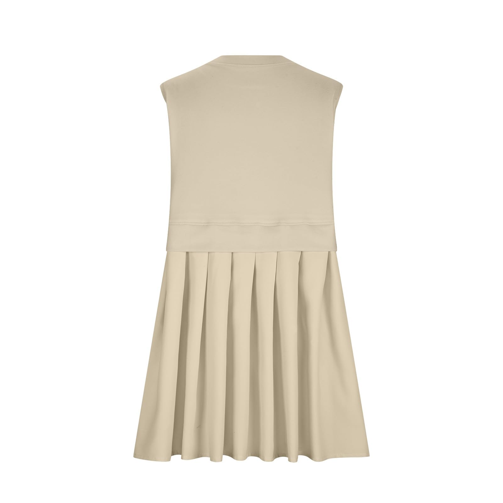 Pleated Round Neck Sleeveless Mini Dress - Trendsi