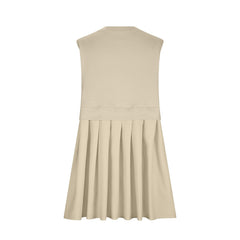 Pleated Round Neck Sleeveless Mini Dress - Trendsi