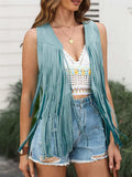 Fringe Open Front Vest Coat - Trendsi - Flyclothing LLC