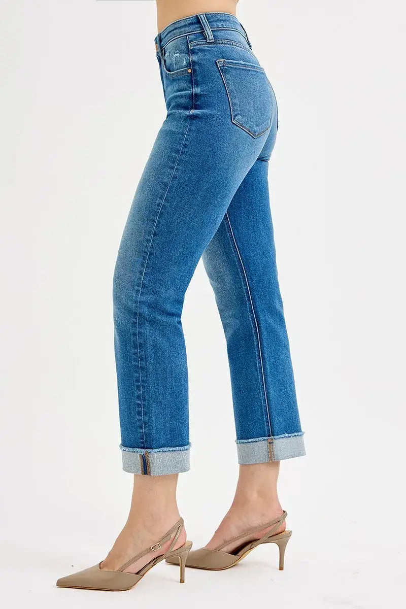 RISEN Full Size High Rise Boyfriend Fit Ankle Jeans Plus SIze - Trendsi - Flyclothing LLC