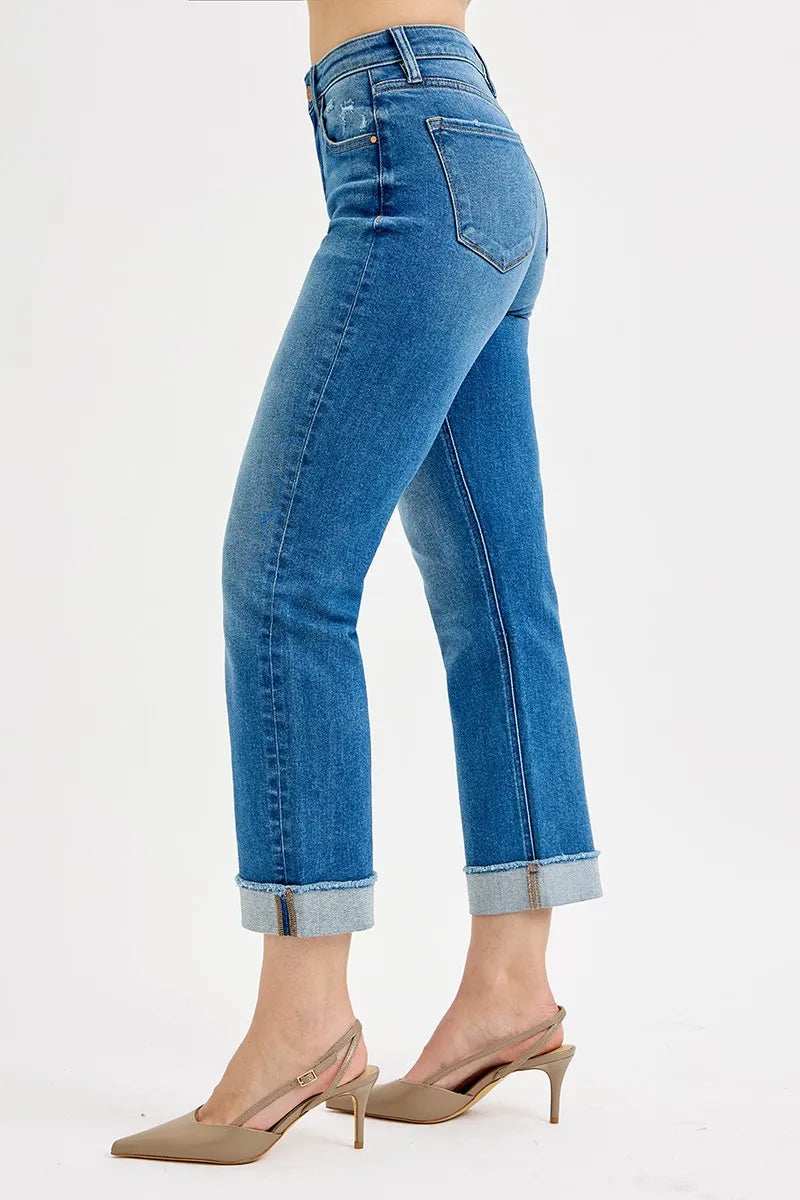 RISEN Full Size High Rise Boyfriend Fit Ankle Jeans Plus SIze - Trendsi - Flyclothing LLC