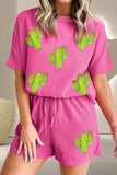 Waffle-Knit Round Neck Top and Shorts Set - Trendsi - Flyclothing LLC