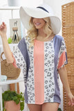 BiBi Leopard Stripe Printed French Terry Oversized Top - Trendsi