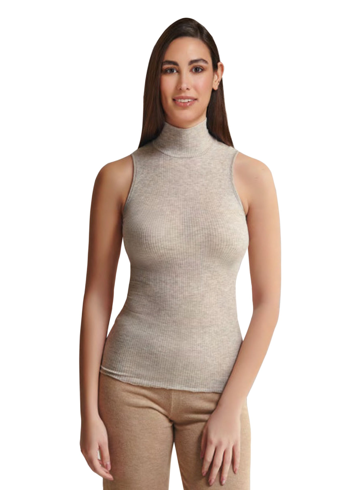 EGi Luxury Wool Silk Turtleneck Sleeveless Top. Proudly Made in Italy (1484) - tittimitti - Flyclothing LLC