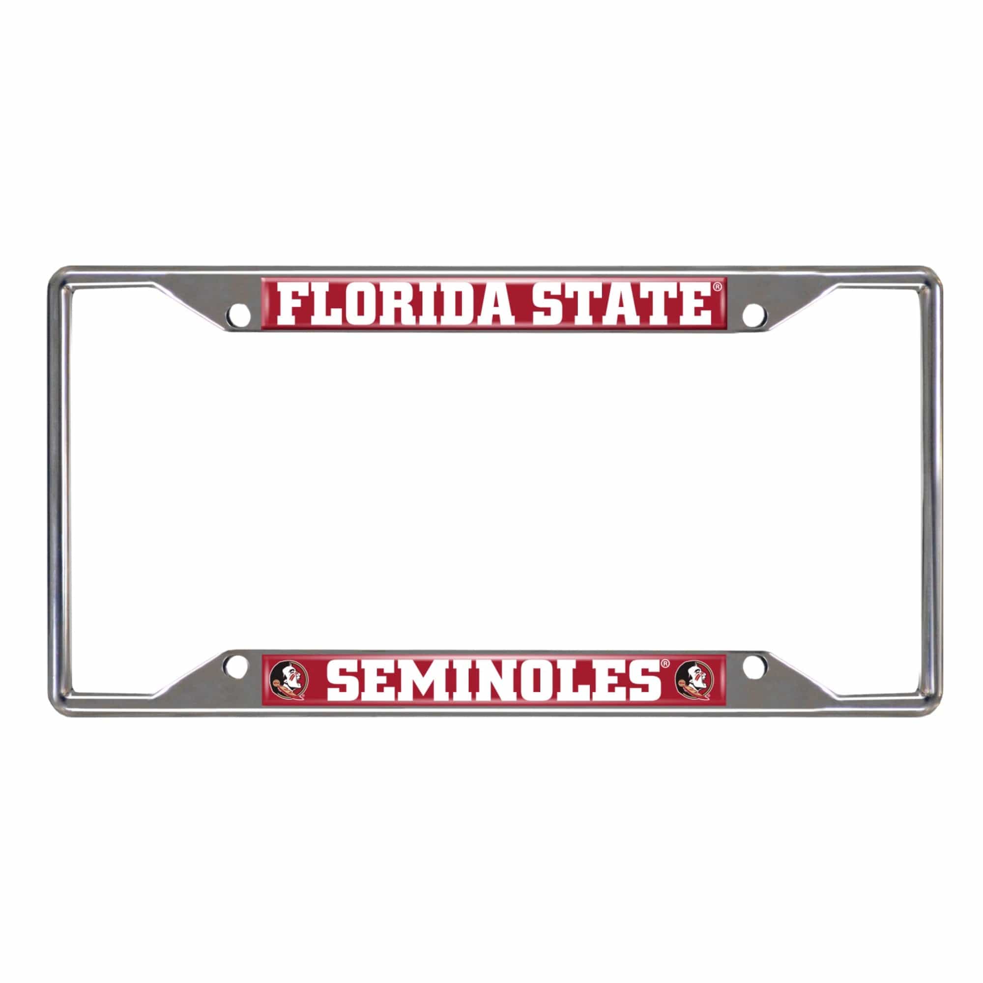 Florida State Seminoles Chrome Metal License Plate Frame, 6.25in x 12.25in - Florida State