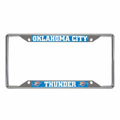 Oklahoma City Thunder Chrome Metal License Plate Frame, 6.25in x 12.25in - Oklahoma City Thunder