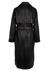 Deniz OS Leather Trench Coat, Black
