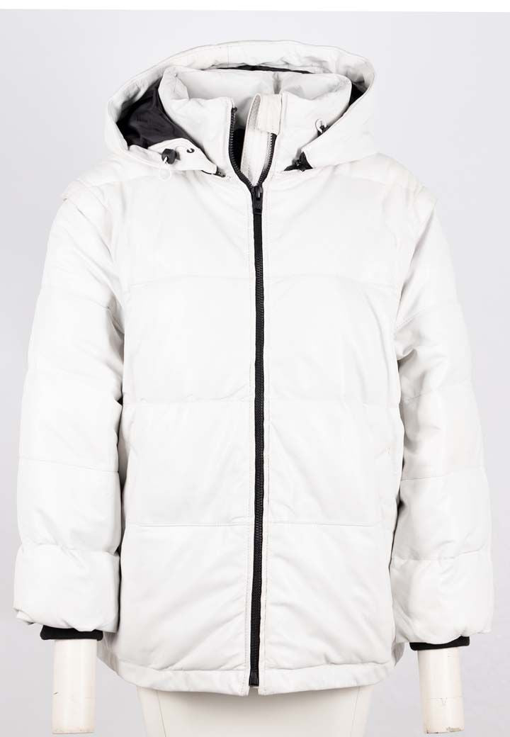 Eloisa OS Leather Jacket, White