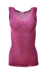 EGI Luxury Wool Silk Tank Top with Lace Trim. Proudly Made in Italy (1488) - tittimitti - Flyclothing LLC