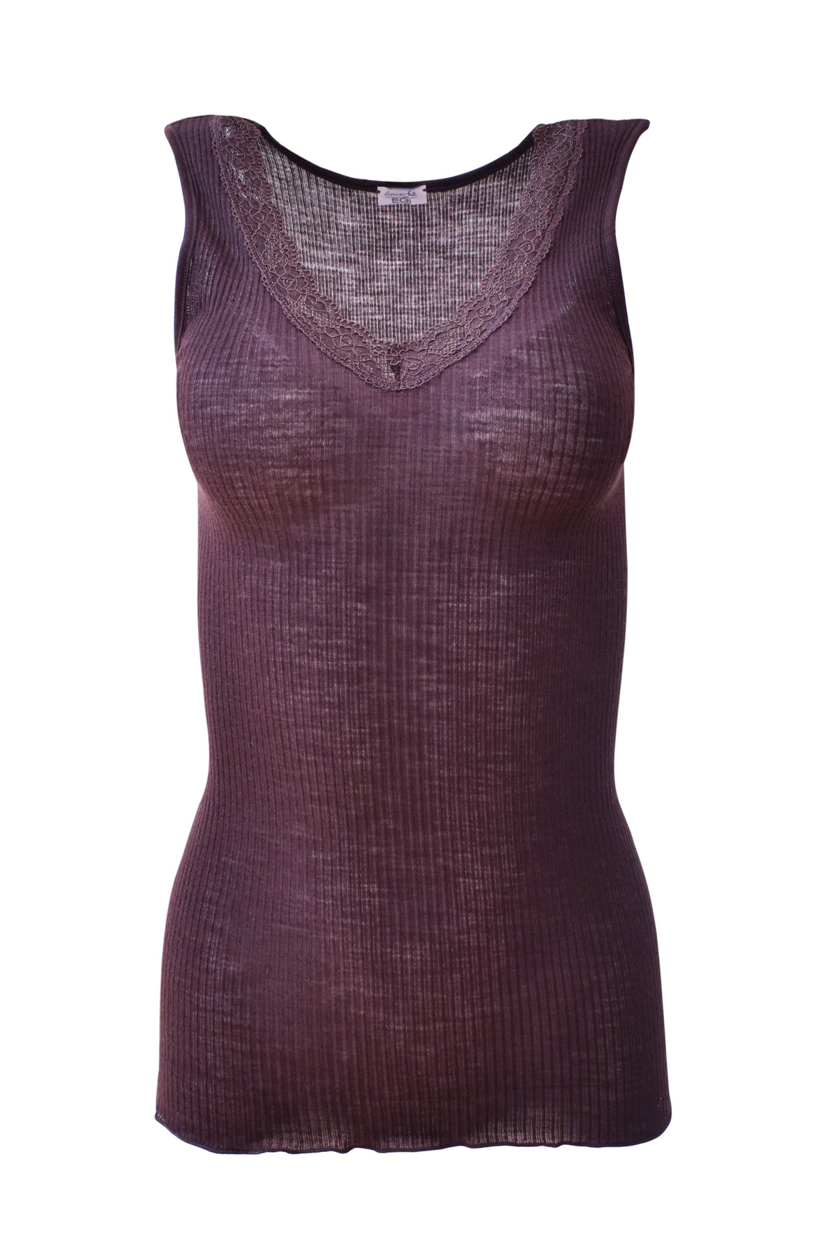 EGI Luxury Wool Silk Tank Top with Lace Trim. Proudly Made in Italy (1488) - tittimitti - Flyclothing LLC