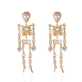 Halloween Skeleton Skull Zircon Drop Earrings - Trendsi - Flyclothing LLC