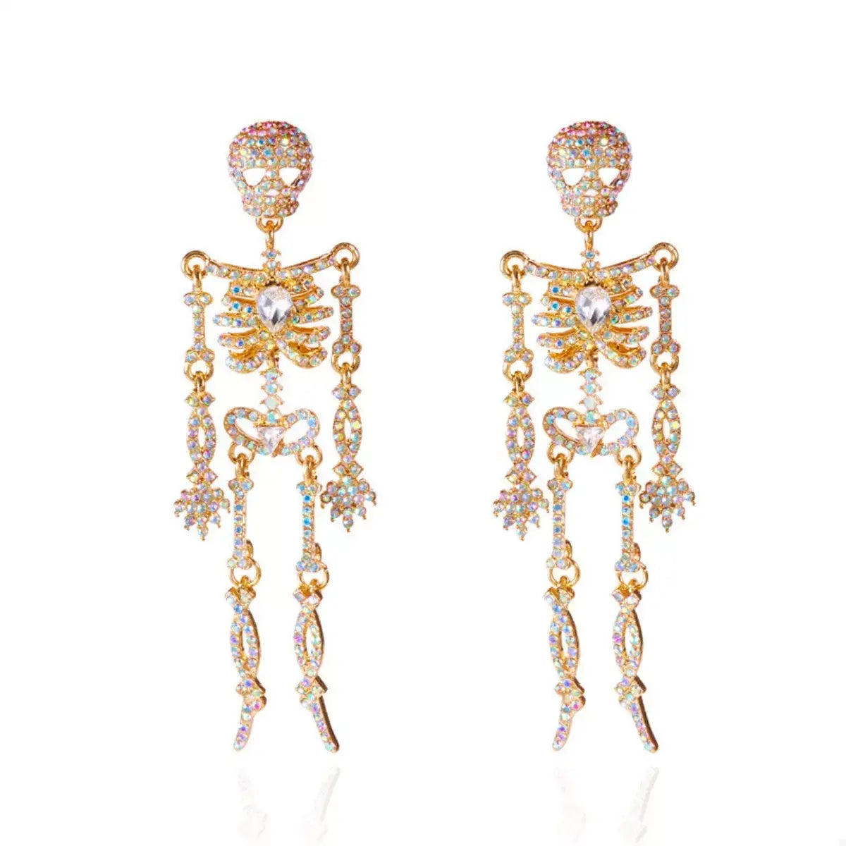 Halloween Skeleton Skull Zircon Drop Earrings - Trendsi - Flyclothing LLC
