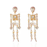 Halloween Skeleton Skull Zircon Drop Earrings - Trendsi - Flyclothing LLC