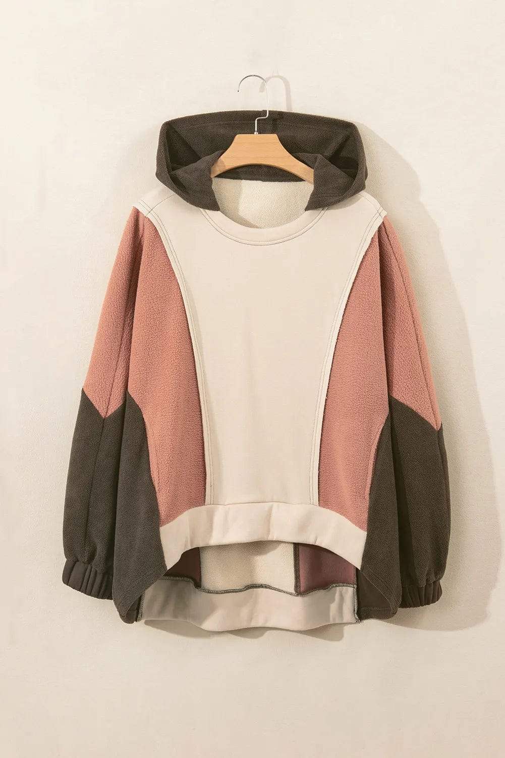 Color Block Long Sleeve Hoodie - Trendsi - Flyclothing LLC