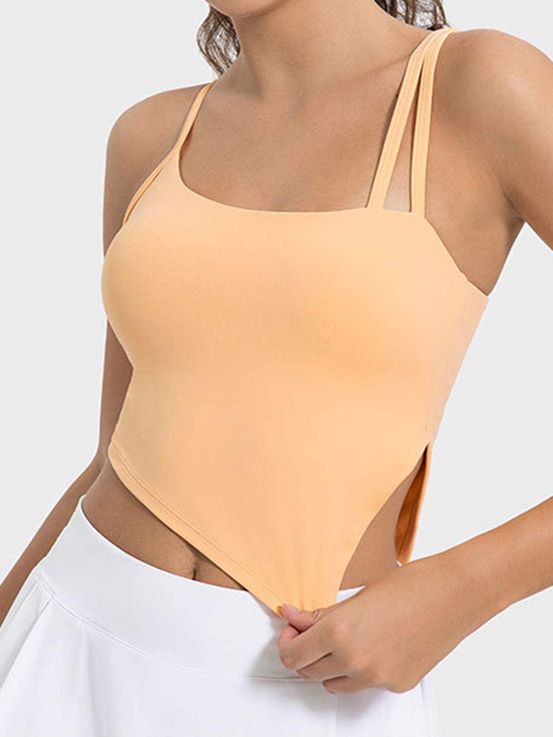 Slit Asymmetrical Neck Active Cami - Trendsi - Flyclothing LLC