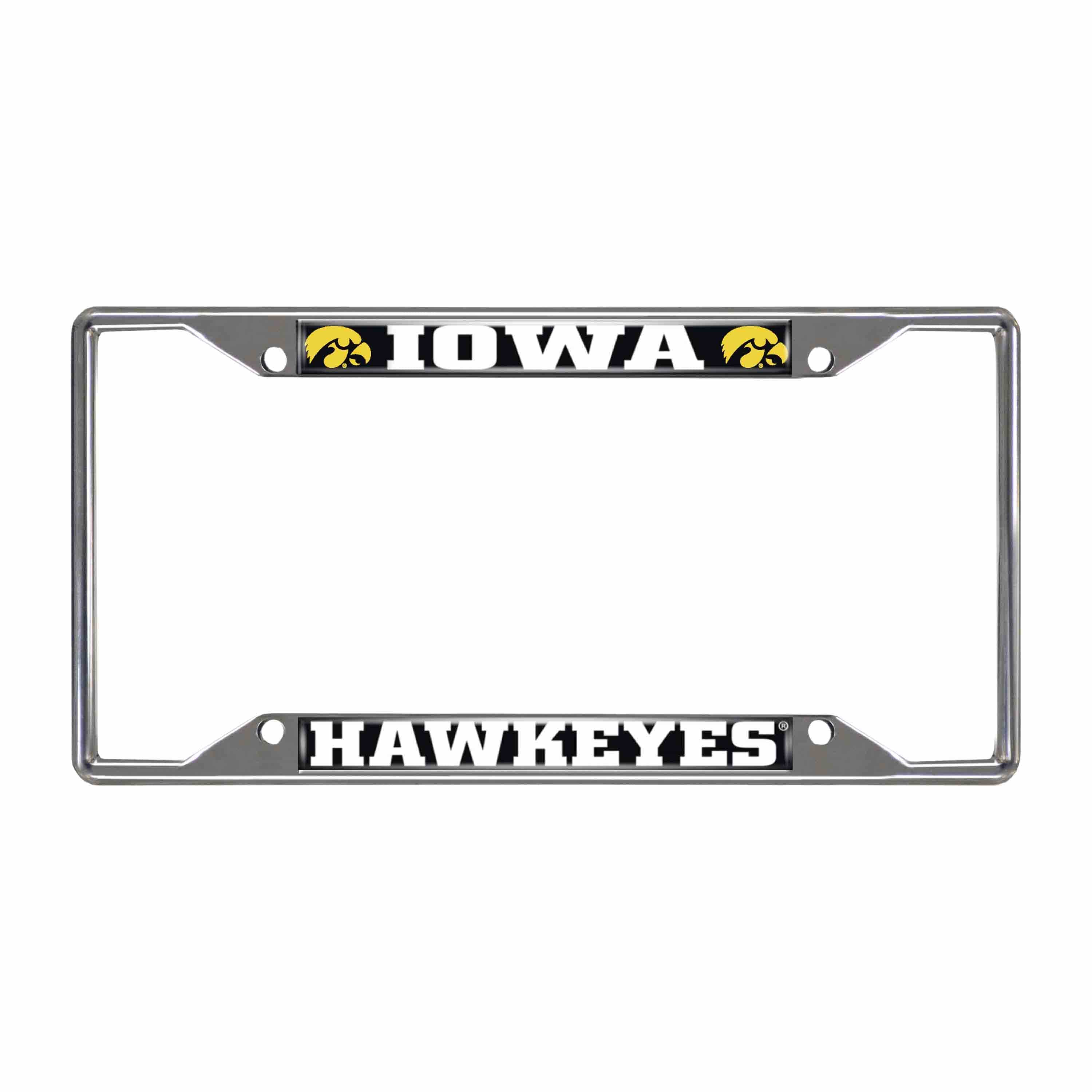 Iowa Hawkeyes Chrome Metal License Plate Frame, 6.25in x 12.25in - Iowa