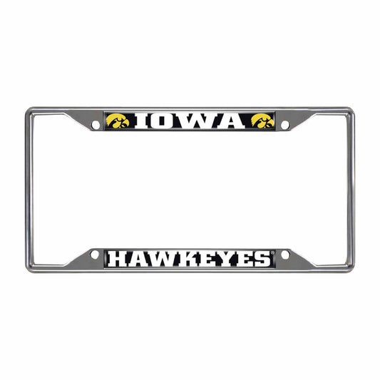 Iowa Hawkeyes Chrome Metal License Plate Frame, 6.25in x 12.25in - Iowa